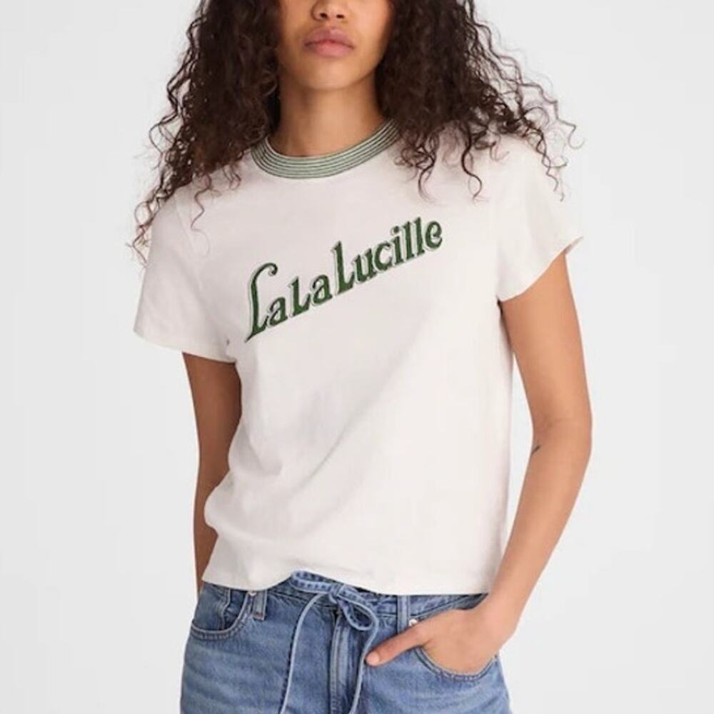Madewell The Relaxed Tee Vintage Jersey LaLa Lucille Garden Green Size XS NWT